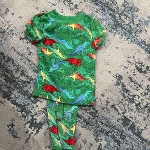 Dinosaur Print Kids Pajama Set - Green